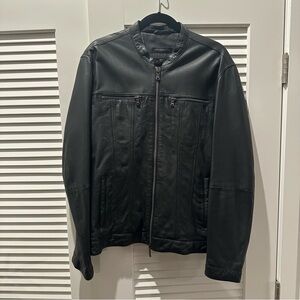 John Varvatos Black Leather Jacket - 100% Sheep Skin - Size Large